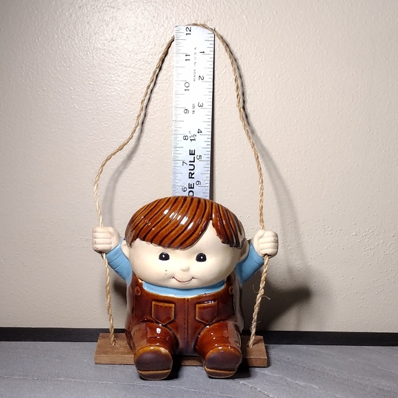 Vintage JSNY Taiwan Girl and Boy on a Swing Planters Set/2 - Picture 11 of 16